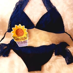 Black With Blue Lace Bikini